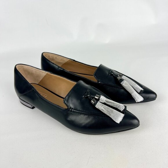 Franco Sarto Womens Rachelle Black Tassel Flat Loafer Pointed Toe size 7.5M - Picture 2 of 16